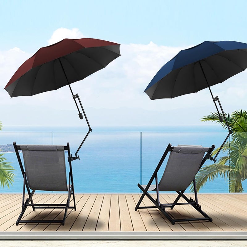 DUOUPA Patio Umbrellas UPF 50+ 360 ° Adjustable Shade Umbrella,Beach Umbrella with Universal Clamp,Beach Clamp on Umbrella,suitable for Patio,beach chairs,golf carts, wheelchairs,carts,bleachers,camping and fishing - Image 2